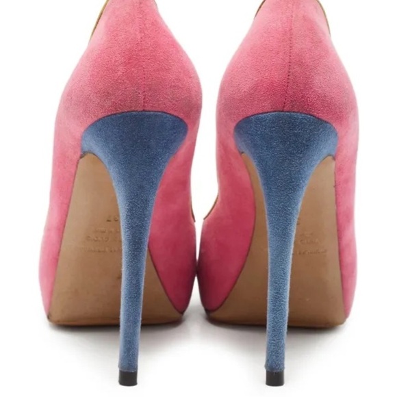 Nicholas Kirkwood pink, blue & gold suede peep toe platform heels – US 9 (IT 39) - Picture 3 of 8